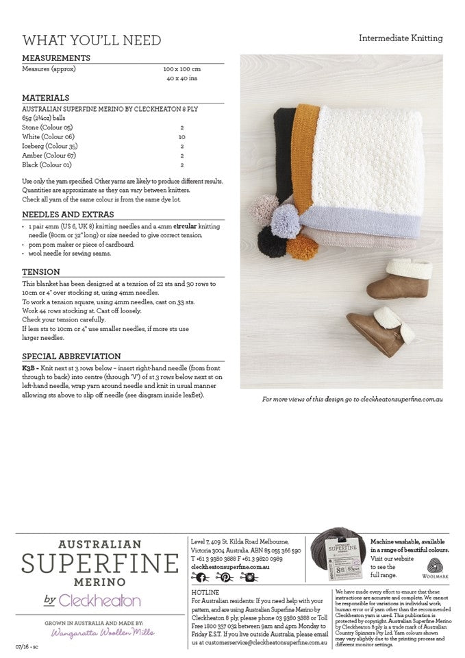 Modern Pram Blanket - Superfine Merino 459