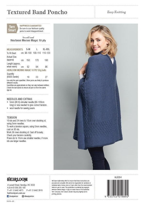 Textured Band Poncho - Heirloom Pattern 004
