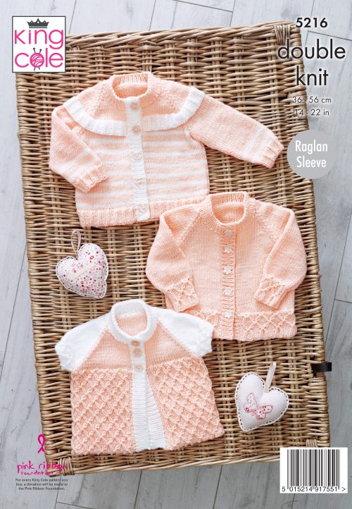 Baby Cardigan and Matinee Jacket Knitted in DK - King Cole 5216