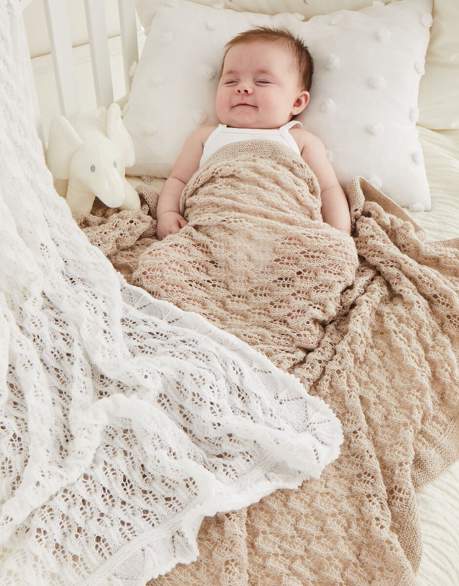 Pretty Picot Lacy Blanket in Snuggly 2 ply - Sirdar 5524