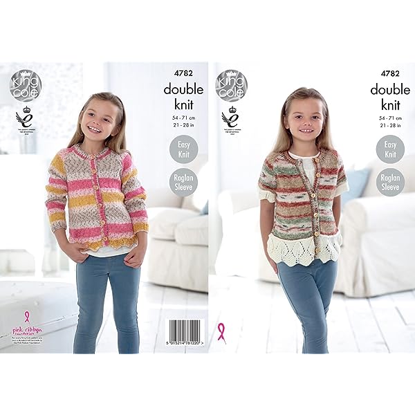 Girl's Cardigan Knitted in DK - King Cole 4782