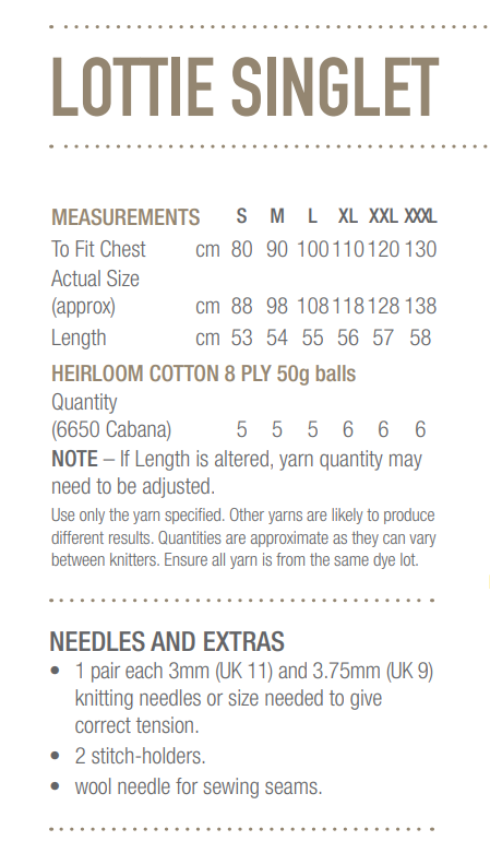 Lottie Singlet - Heirloom PDF Pattern