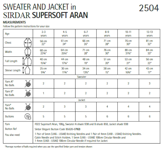 Sweater and Jacket - Sirdar 2504