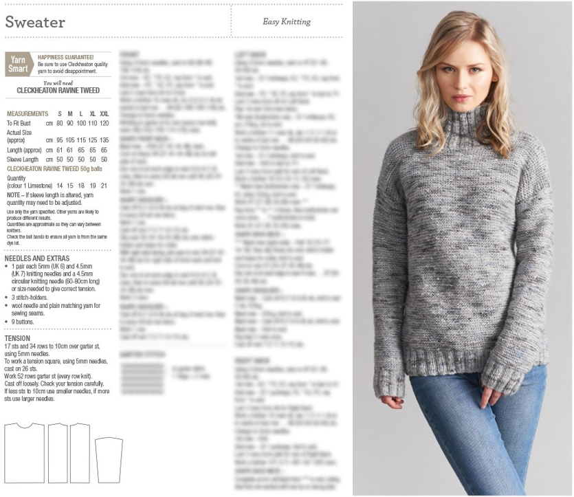 Back Buttoning Sweater - Cleckheaton 1012