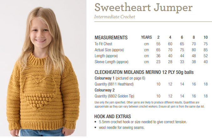 Cleckheaton Sweetheart Jumper PDF Pattern