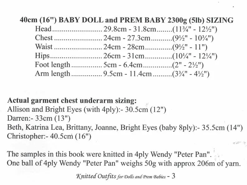 Knitted Outfits for Dolls and Prem Babies - BK26