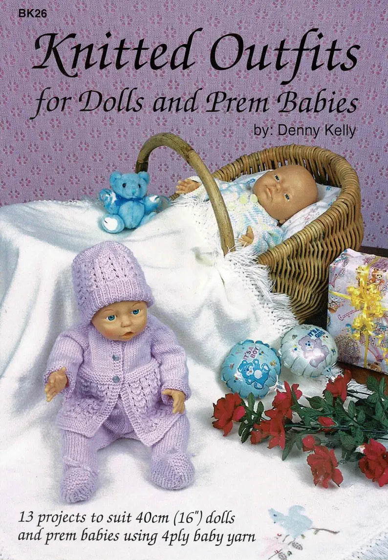 Knitted Outfits for Dolls and Prem Babies - BK26