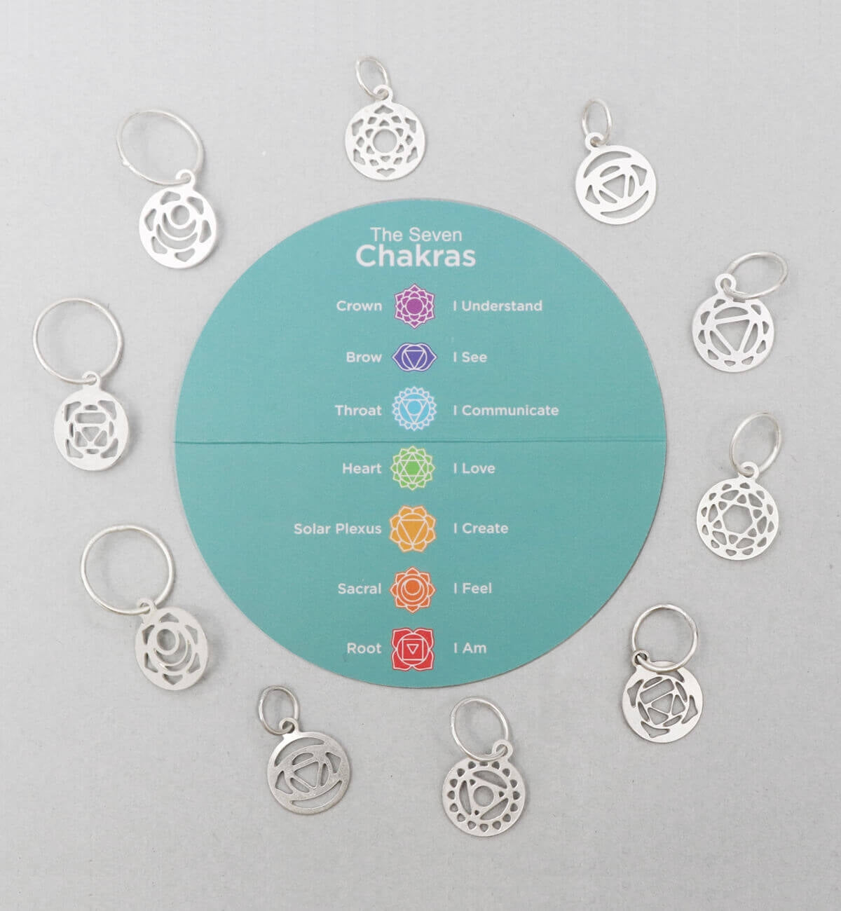 The Mindful Sterling Silver Plated Chakra Stitch Markers - KnitPro