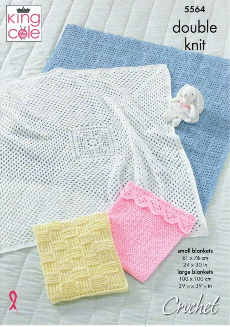 Blankets Crocheted in 8 ply DK Yarn - King Cole 5564