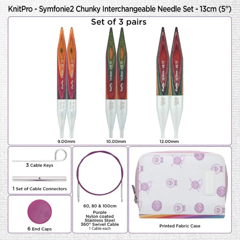 Symfonie 2 Normal Interchangeable Needle Sets - 13cm (5”)- KnitPro