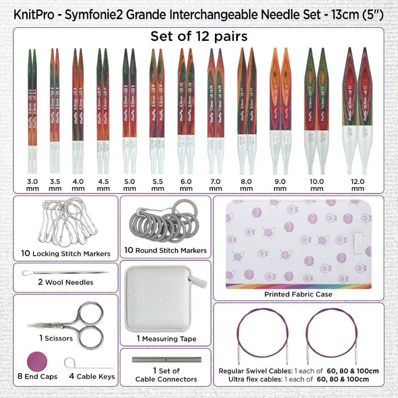 Symfonie 2 Normal Interchangeable Needle Sets - 13cm (5”)- KnitPro