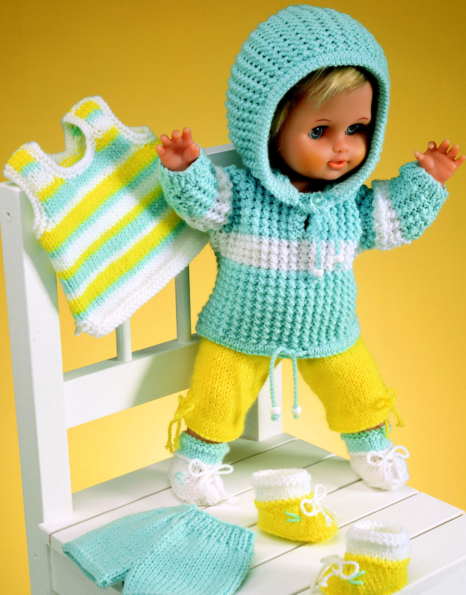 Doll's Tracksuit in DK 8 ply - Sirdar 3122