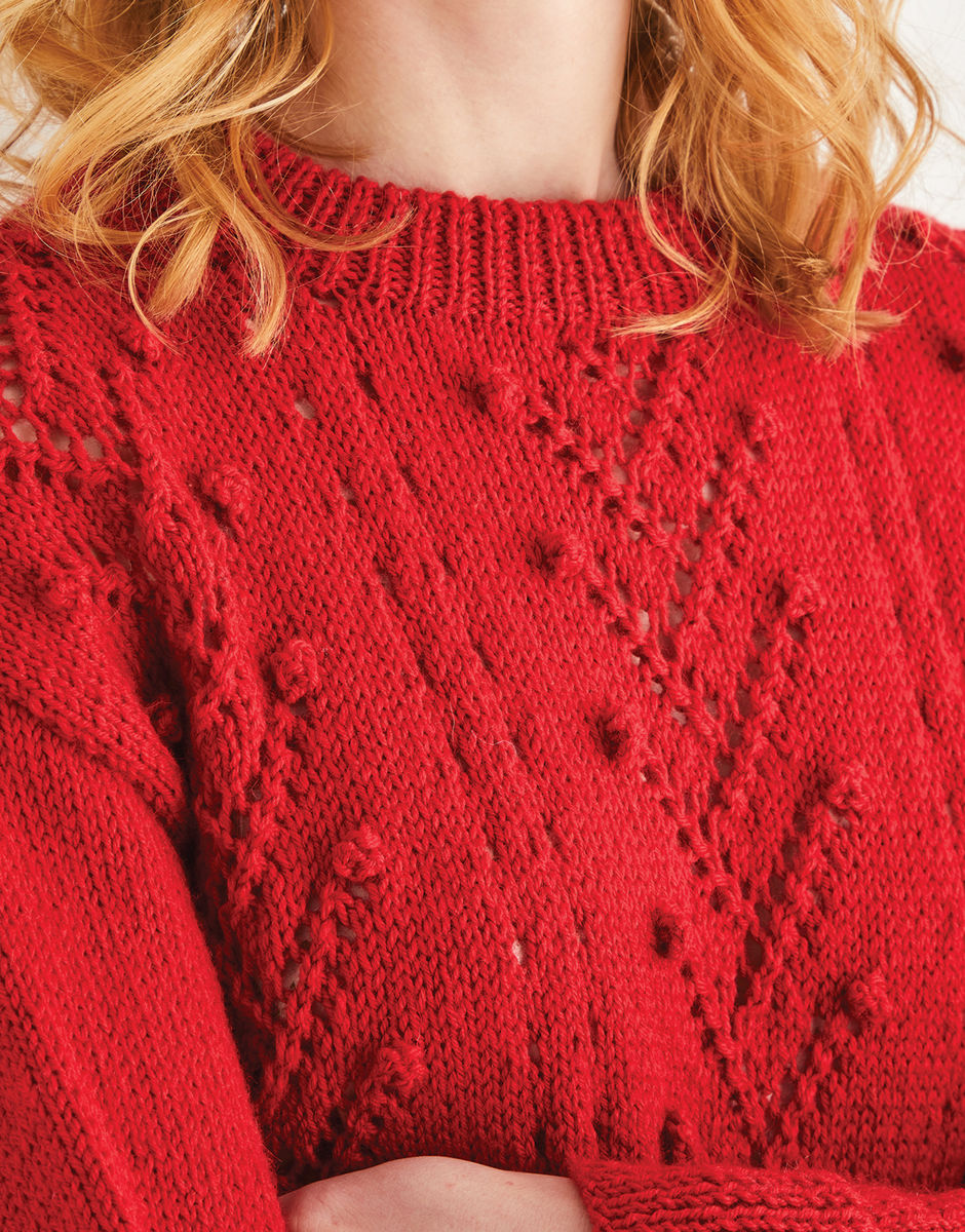 Lace and Bobble Textured Sweater - Sirdar 10197