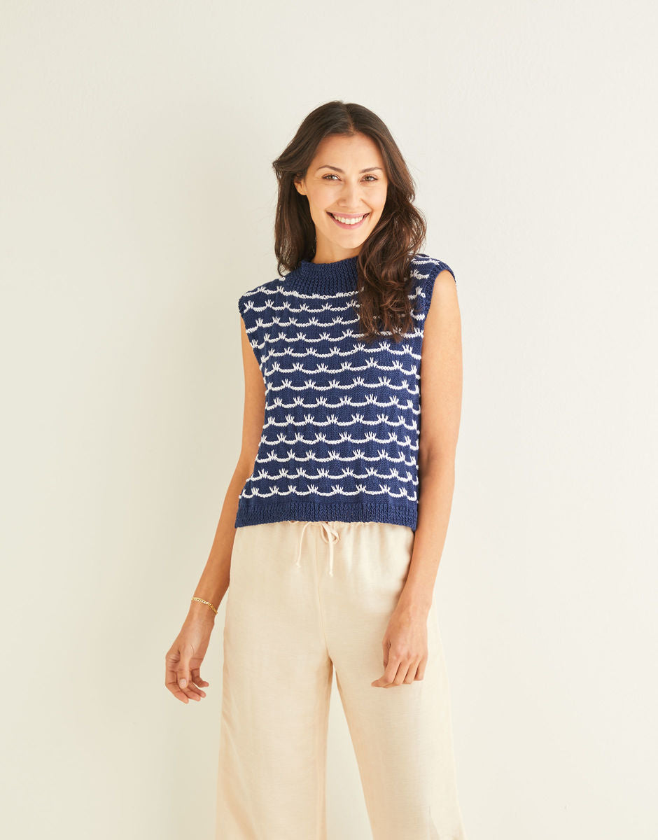 Wave Stitch Tank with Crossover Back - Sirdar 10247
