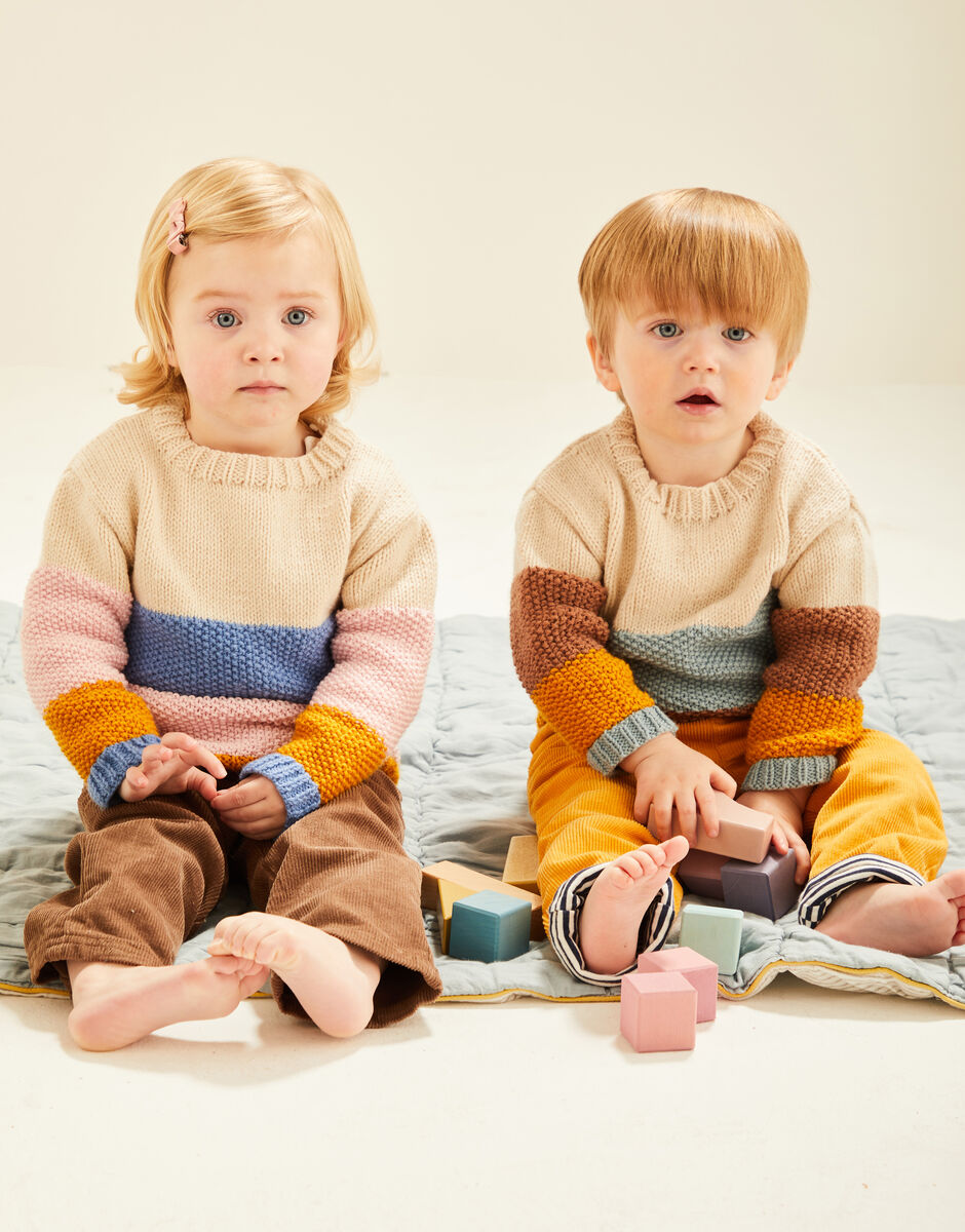 Baby Colour Block Sweater in Snuggly DK - Sirdar 5487