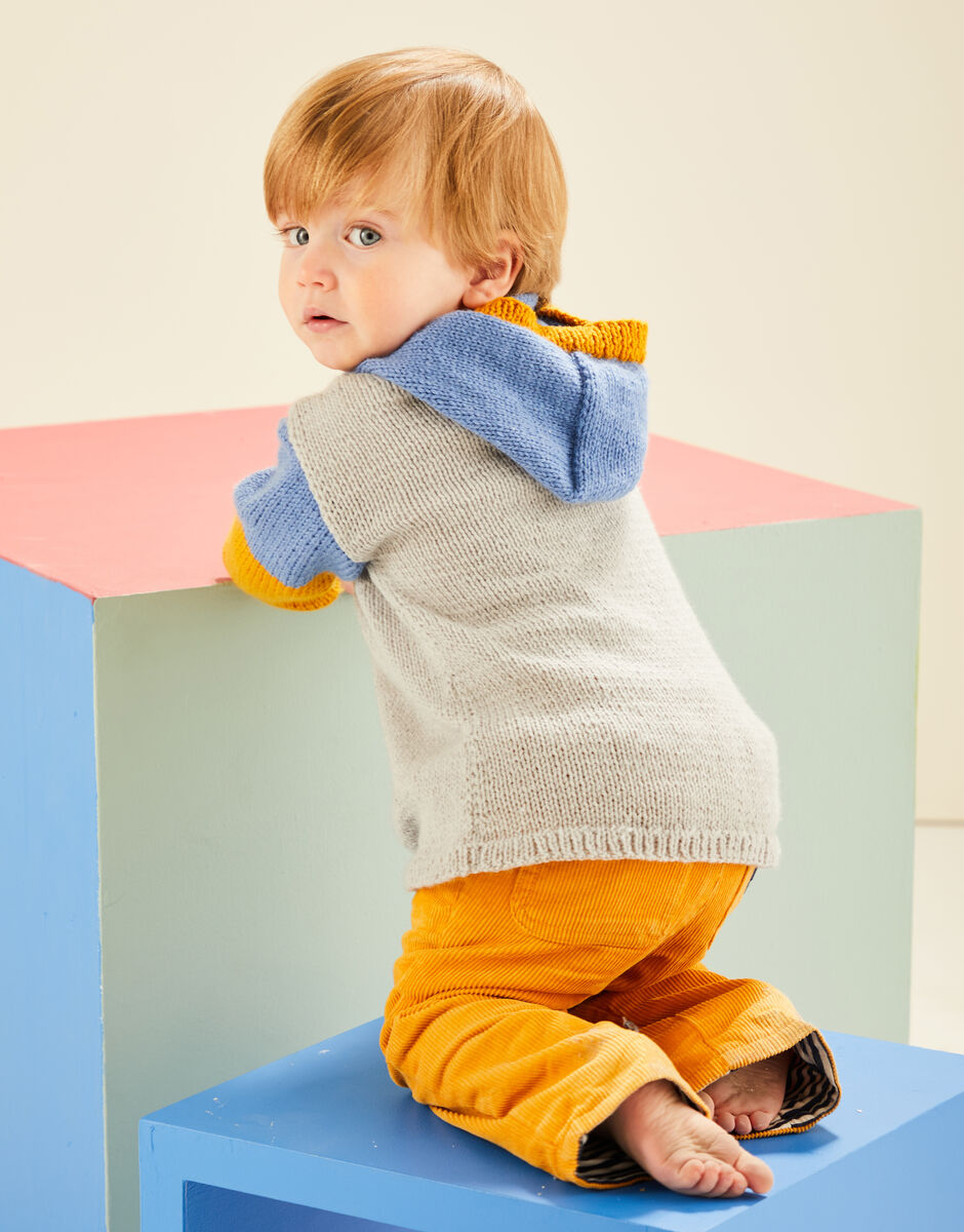 Baby Colour Block Hoodie in Snuggly DK - Sirdar 5489