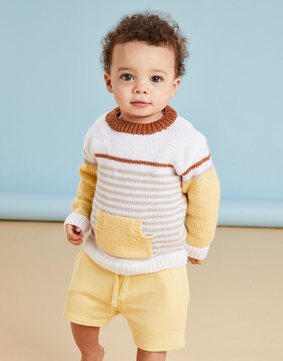 Sandy Feet Pocket Sweater in Snuggly DK - Sirdar 5501