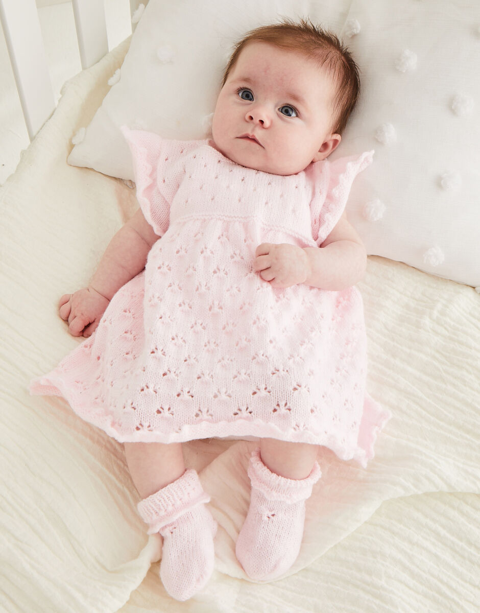 Lovely Little Lacy Dress in Snuggly 3 ply - Sirdar 5520