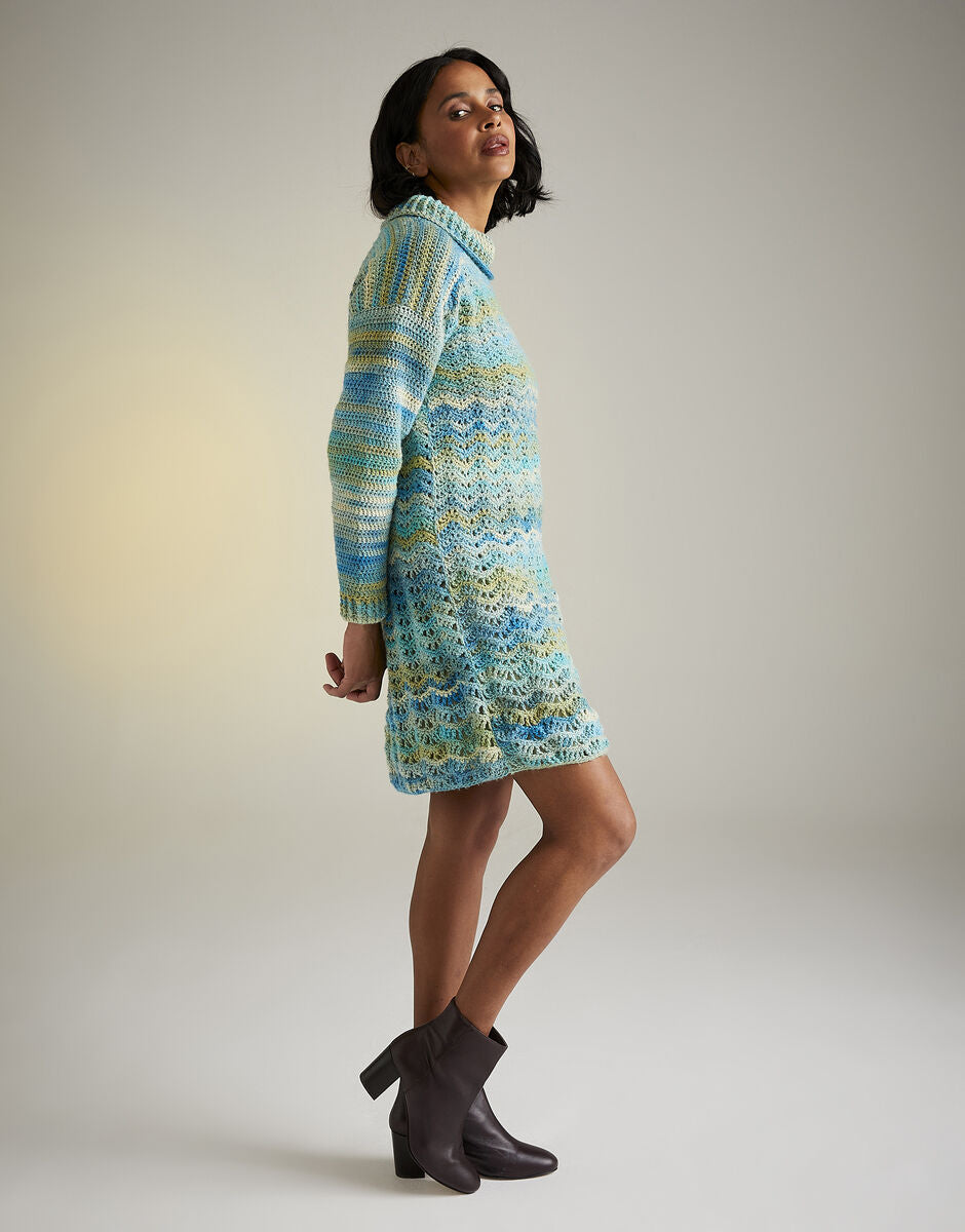 Wildflower Roll Neck Dress in Jewelspun - Sirdar 10726