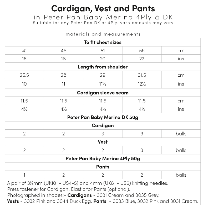 Cardigan, Vest and Pants - Peter Pan P1318