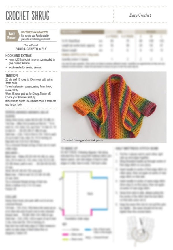 Knit or Crochet Shrug - Panda 814