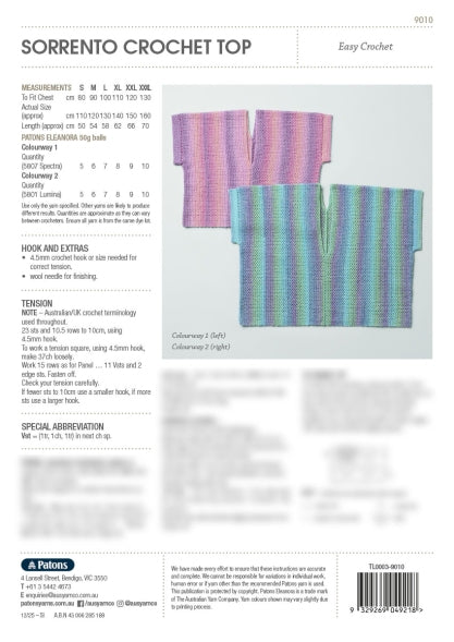 Sorrento Crochet Top - Patons 9010