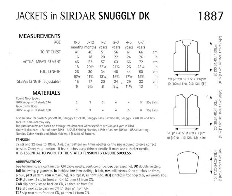 Jackets in Snuggly DK - Sirdar 1887