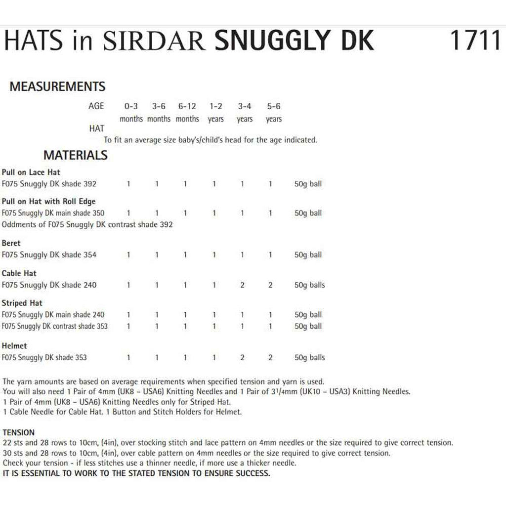 Hats - Sirdar 1711