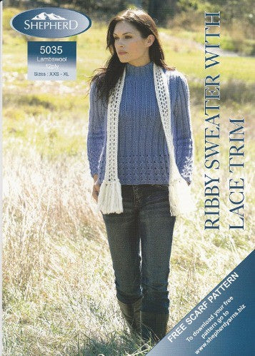 Ribby Sweater with Lace Trim - Shepherd 5035