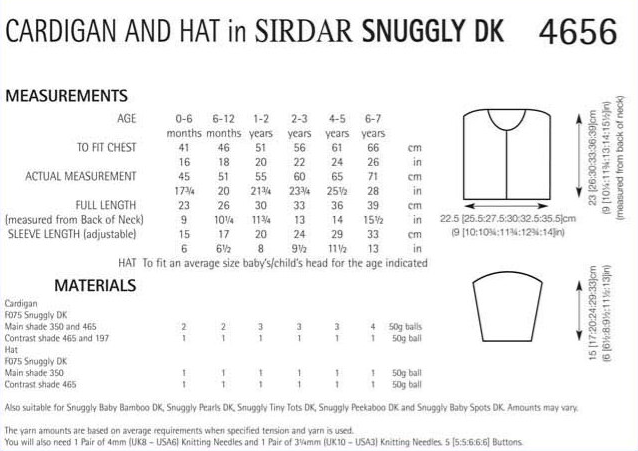Cardigan and Hat in Snuggly DK - Sirdar 4656