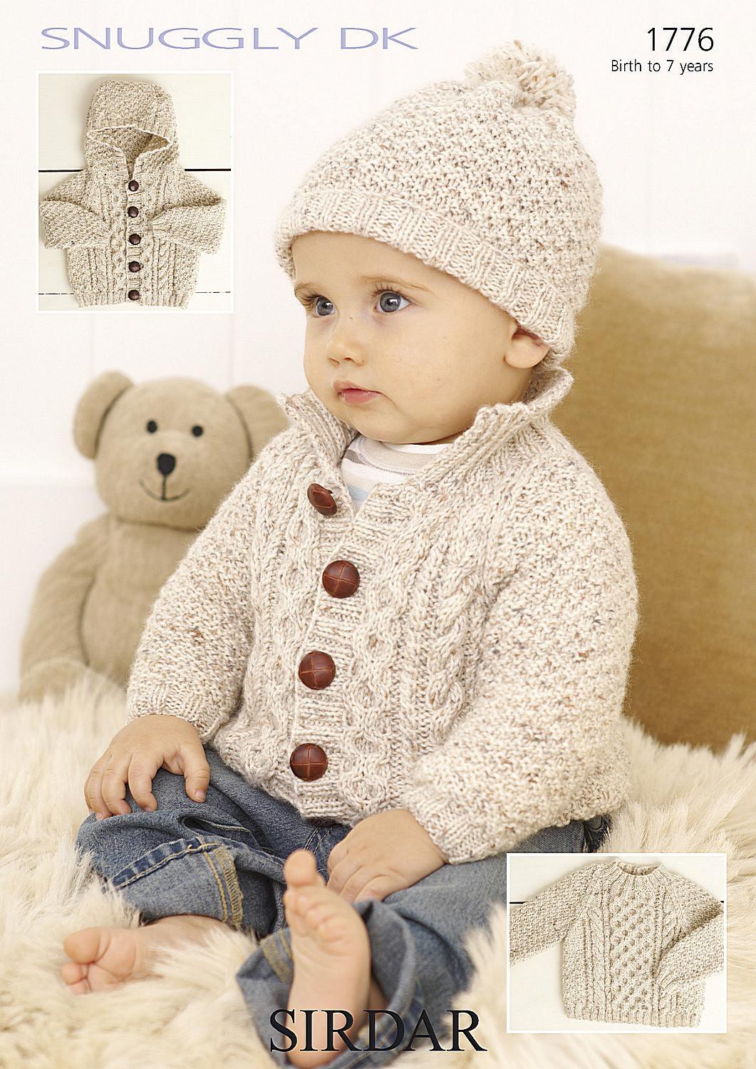 Baby Cabled Sweater, Jackets & Hat - Sirdar 1776