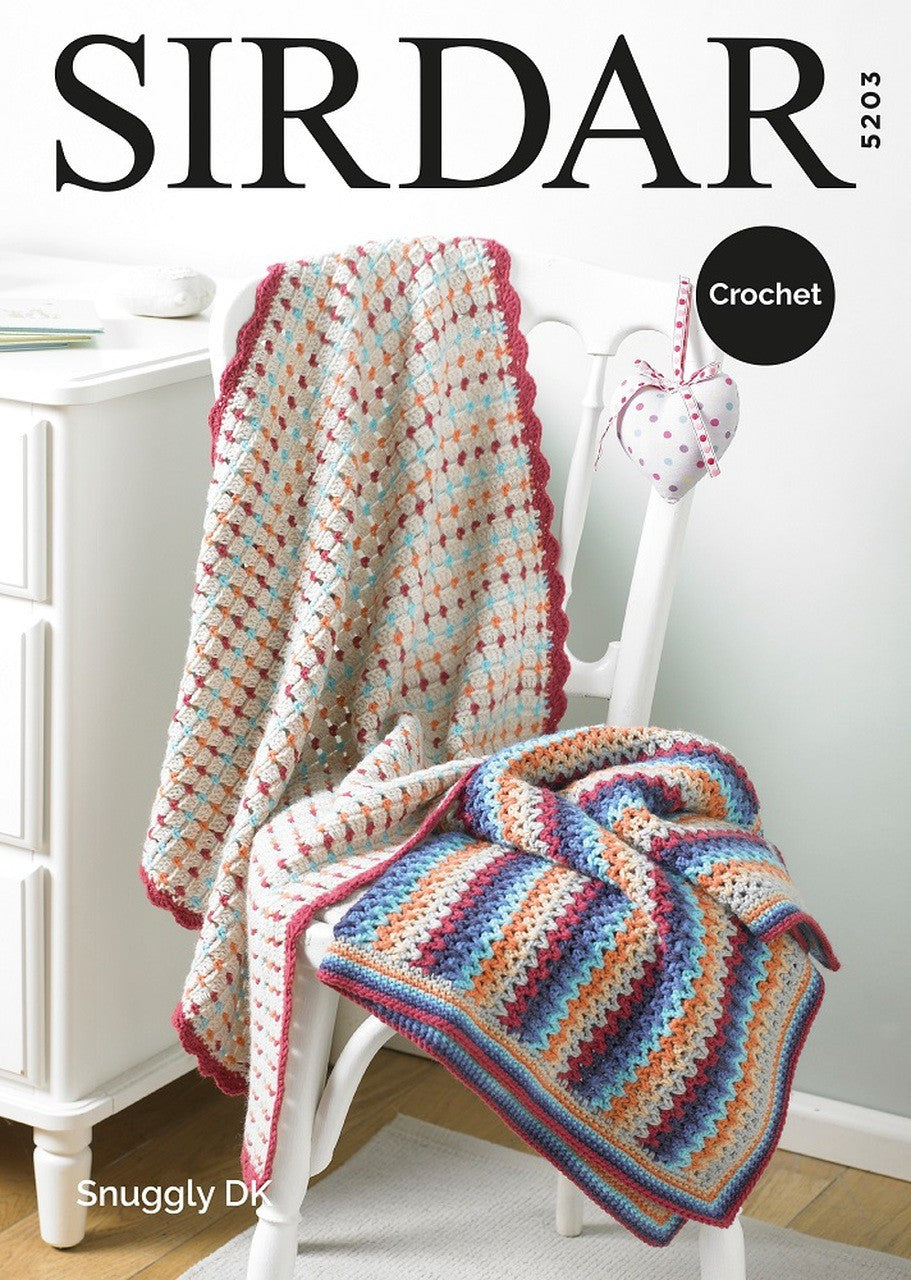 V stitch Blanket and Shell Edged Blanket - Sirdar 5203