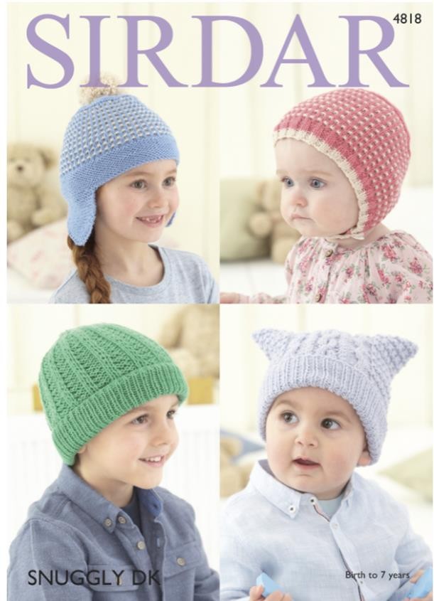 Baby and Childrens Hats in DK Snuggly - Sirdar 4818