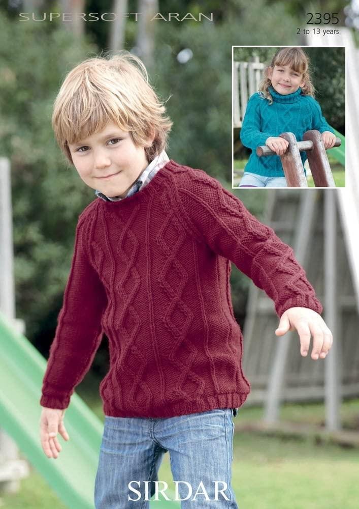 Aran Round & Polo Neck Sweater - Sirdar 2395
