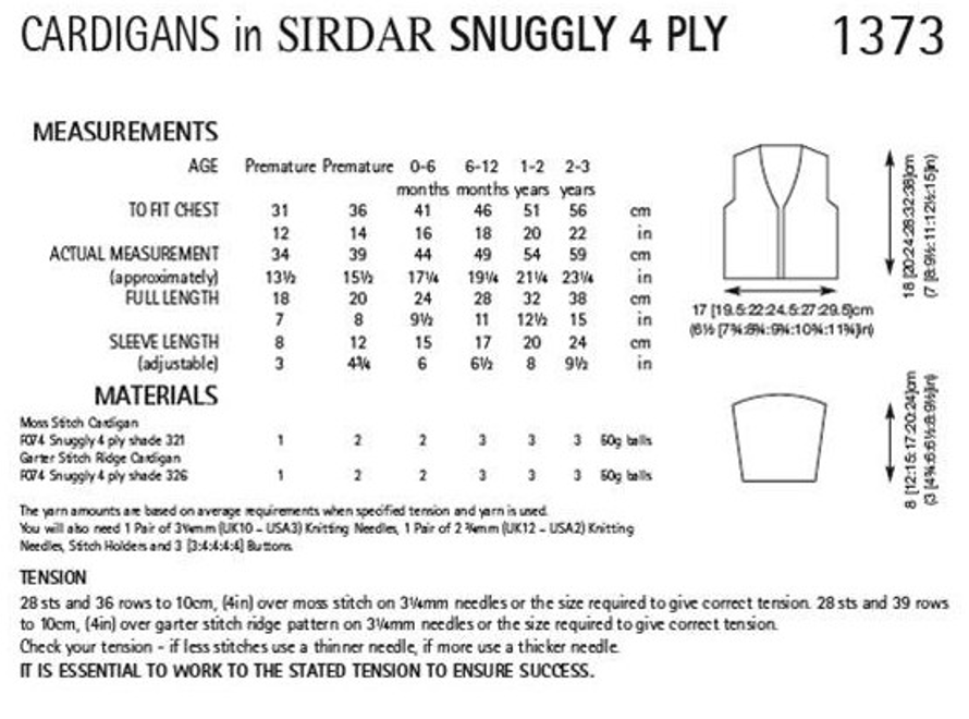Baby's Cardigan - Sirdar 1373