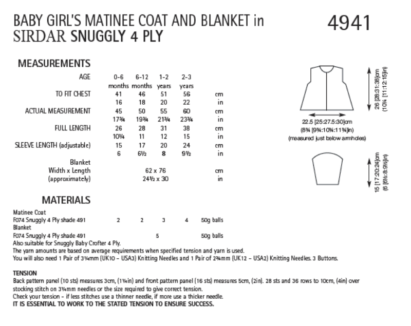 Baby Girl's Matinee Coat and Blanket - Sirdar 4941