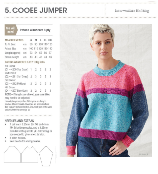 Wanderer Cooee Jumper - Patons 8033