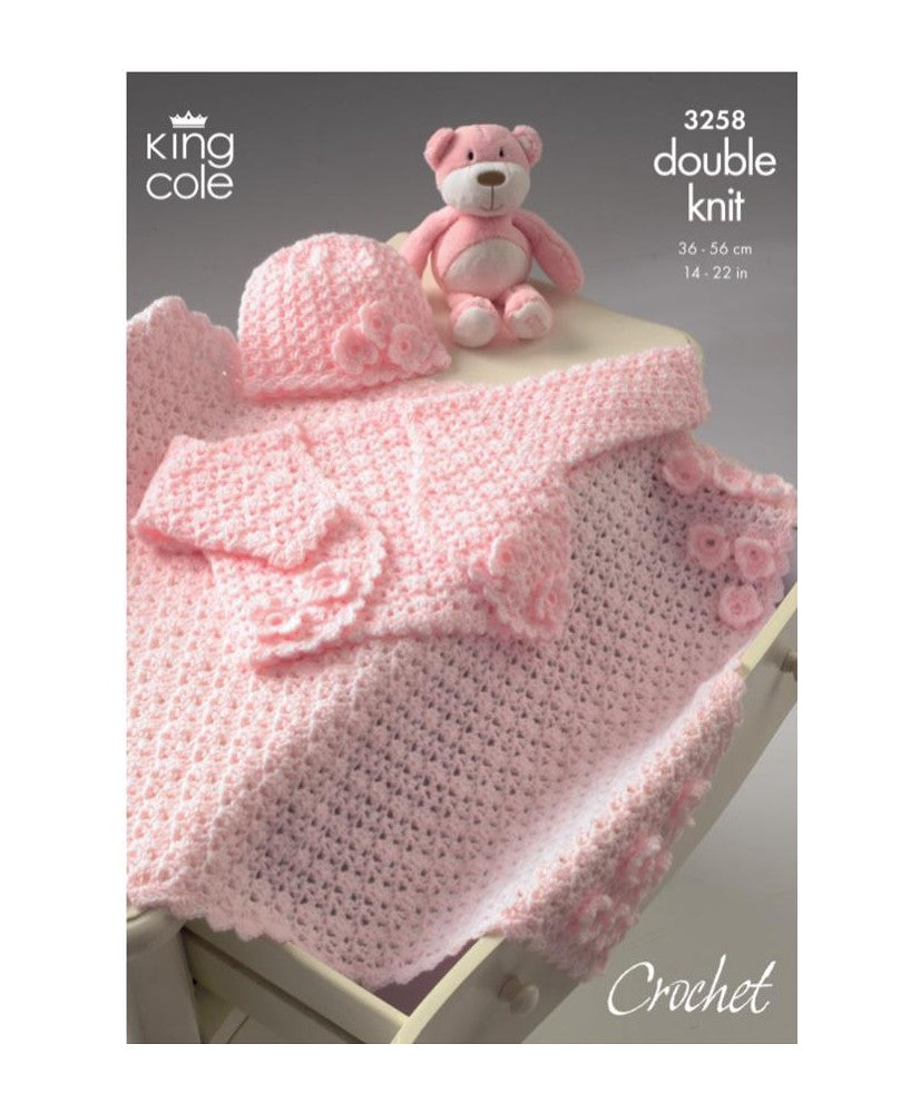 Bolero, Hat and Pram Blanket Crochet - King Cole 3258