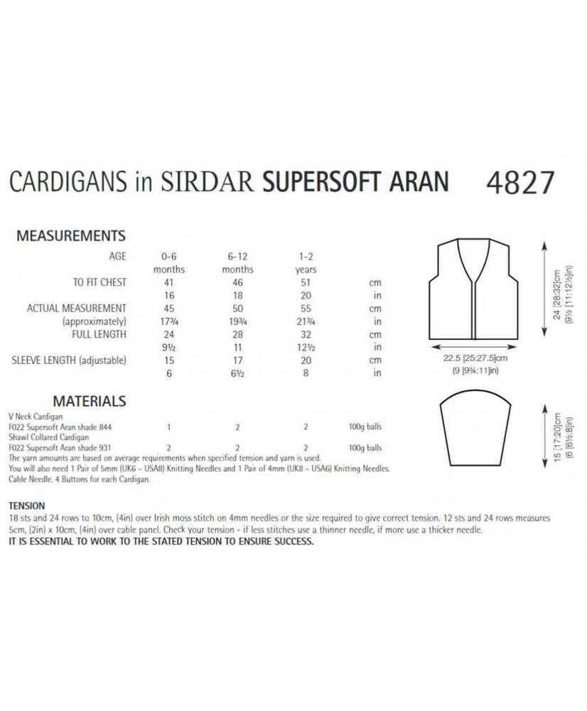 Cardigans in Supersoft Aran - Sirdar 4827