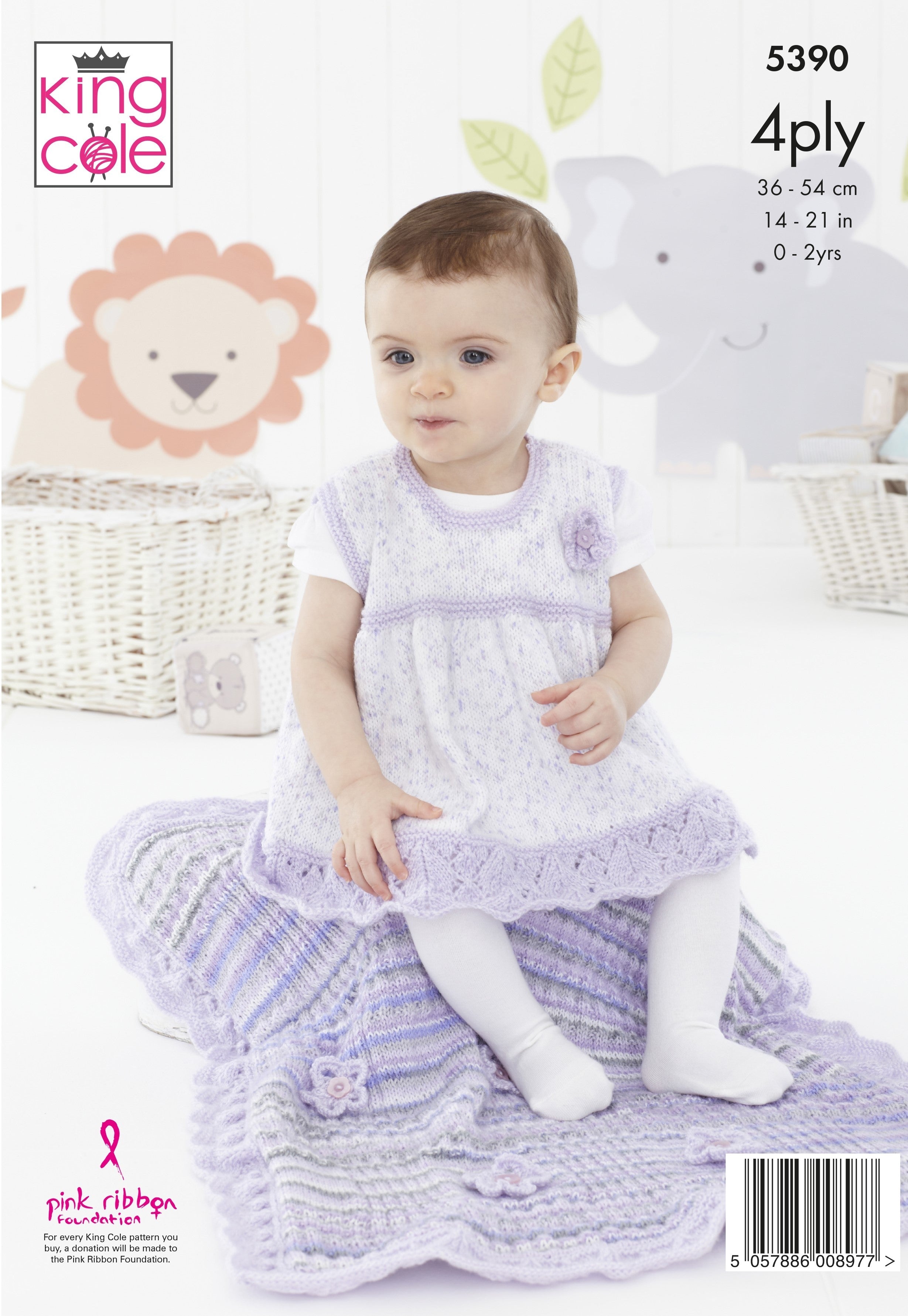 Cardigan, Pinafore Dress and Blanket - King Cole 5390