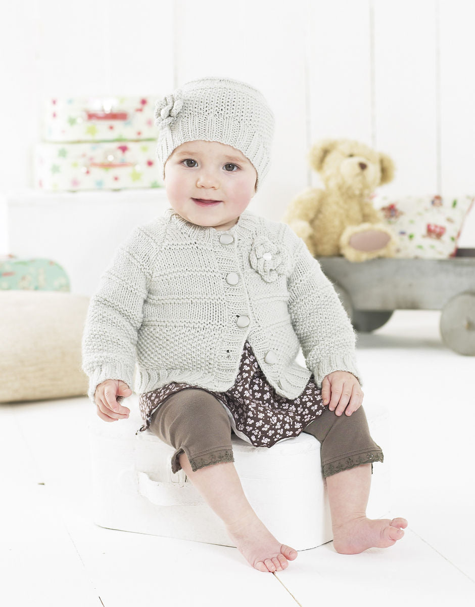 Baby Girl's Cardigan & Hat in Snuggly DK - Sirdar 1402