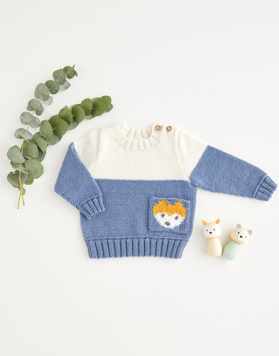 Nordic Fox Pocket Sweater in Snuggly DK - Sirdar 5384