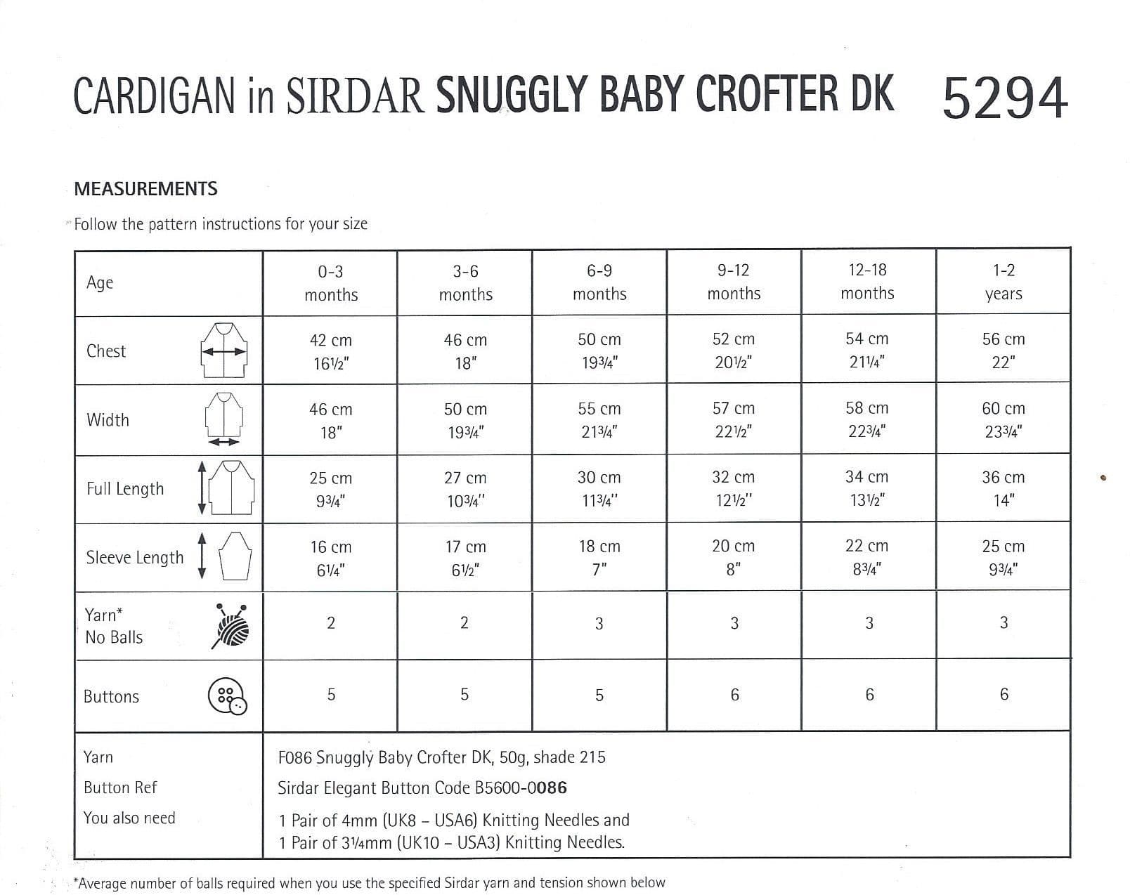Baby Cardigan in Snuggly DK - Sirdar 5294