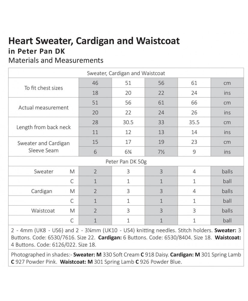 Sweater. Cardigan and Waistcoat (heart) - Peter Pan DK P1245